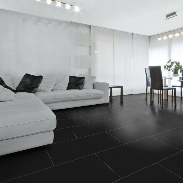 Falquon High Gloss Black Laminate Tile Flooring 8mm Laminate Flooring