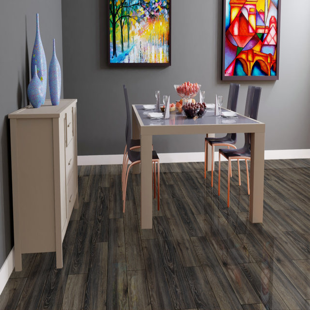 Falquon High Gloss Canyon Black Oak Laminate Flooring 8mm
